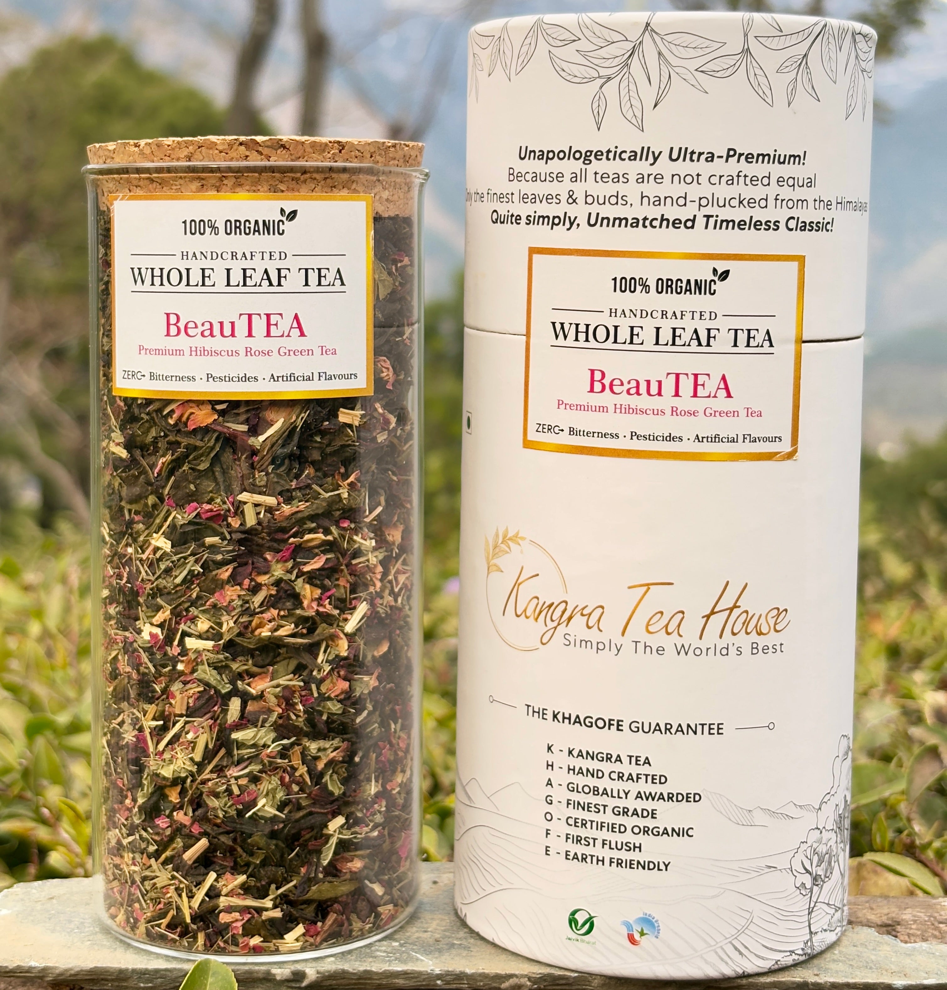 Organic First Flush Hibiscus Rose Whole Leaf Green Tea - Youthful & Glowing Skin | Good for Digestion | Supports Heart Health