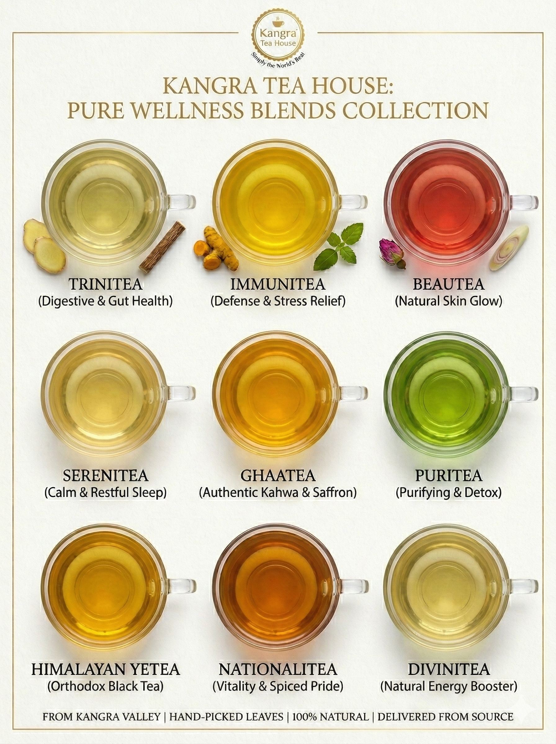 Premium Organic Kangra Chamomile Mint & Tulsi Green Tea - KTH SereniTEA & DiviniTEA Combo