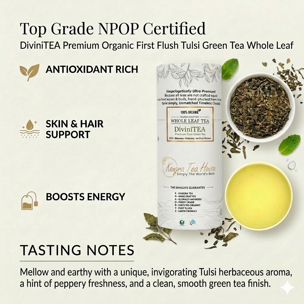 Premium Organic Kangra Chamomile Mint & Tulsi Green Tea - KTH SereniTEA & DiviniTEA Combo