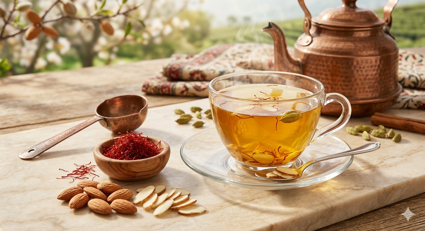 Artisanal Kashmiri Kahwa with Almonds & Golden Saffron - Kangra Tea House GhaaTEA