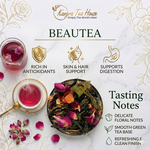 BeauTEA hibiscus rose green tea anti aging - digestion  – Kangra Tea House