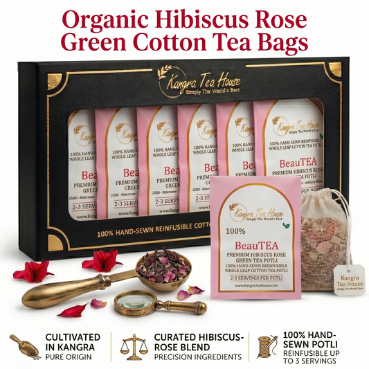 BeauTEA hibiscus rose hand-sewn cotton potli bags pack of 6 – Kangra Tea House