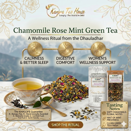 First Flush Chamomile Mint Rose Whole Leaf Green Tea - Calmness & Better Sleep | Good for Menstrual Problems | Builds Immunity