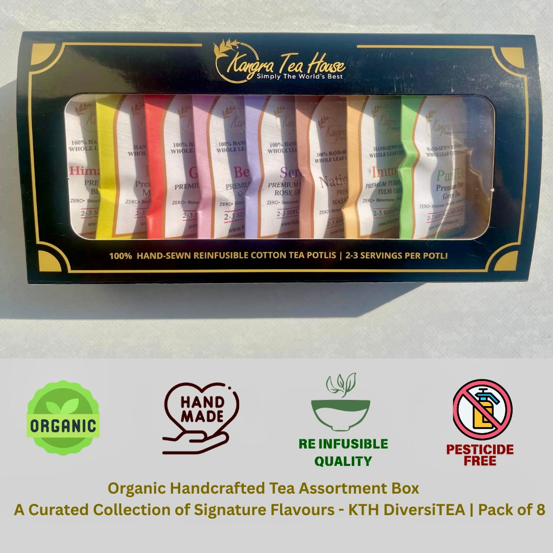 Organic Handcrafted Tea Assortment Box - A Curated Collection of Signature Flavours - KTH DiversiTEA | Pack of 8