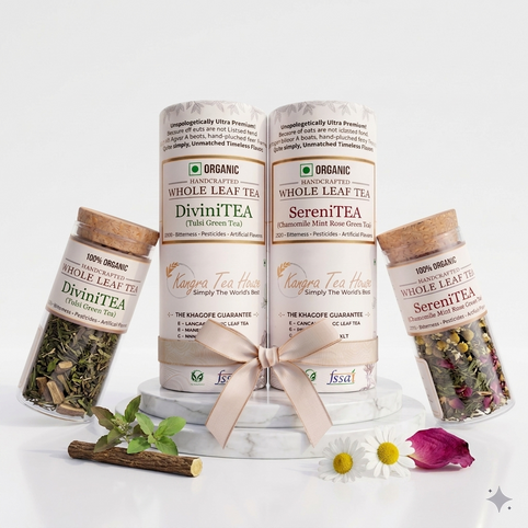Premium Organic Kangra Chamomile Mint & Tulsi Green Tea - KTH SereniTEA & DiviniTEA Combo