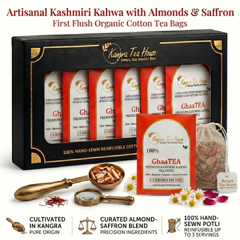 GhaaTEA Kashmiri kahwa hand-sewn cotton potli bags pack of 6 – Kangra Tea House