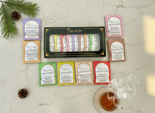 Organic Handcrafted Tea Assortment Box - A Curated Collection of Signature Flavours - KTH DiversiTEA | Pack of 8