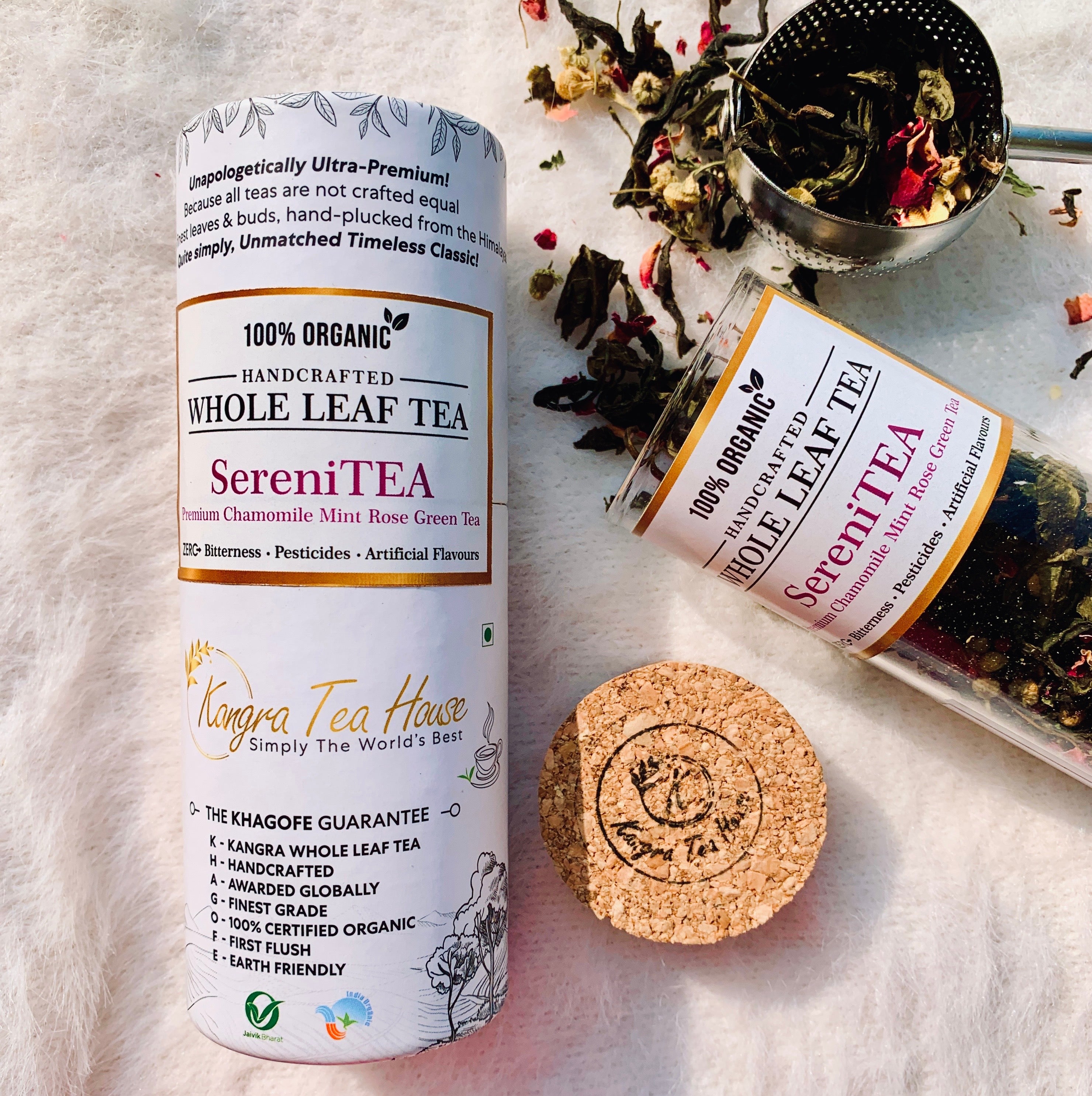 First Flush Chamomile Mint Rose Whole Leaf Green Tea - Calmness & Better Sleep | Good for Menstrual Problems | Builds Immunity