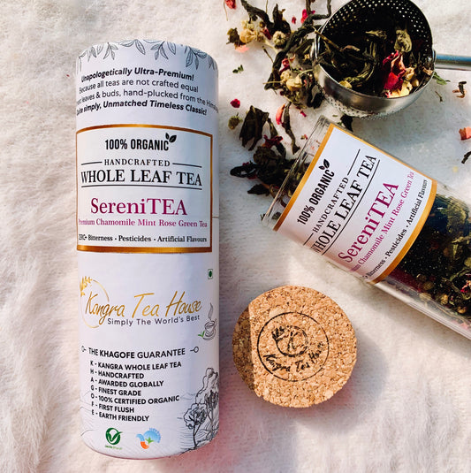First Flush Chamomile Mint Rose Whole Leaf Green Tea - Calmness & Better Sleep | Good for Mensural Problems | Builds Immunity