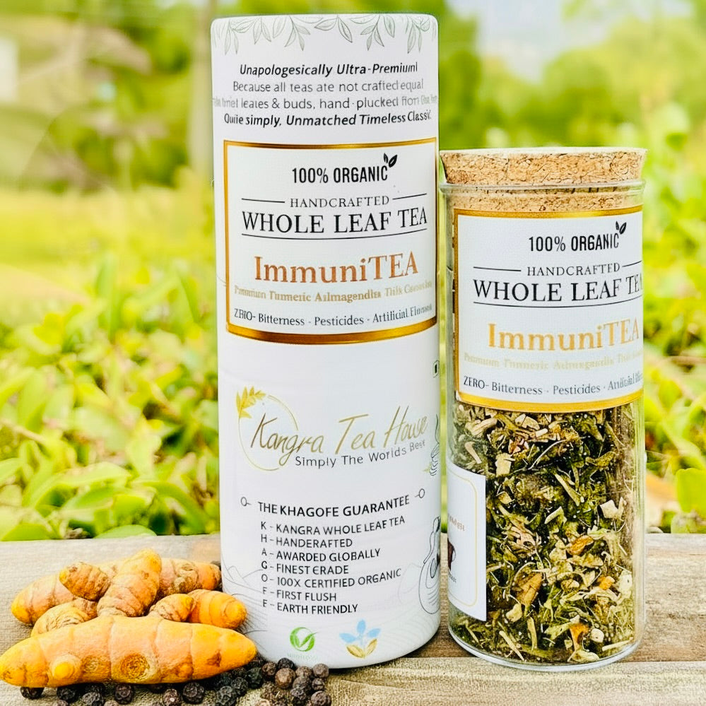 Organic Ashwagandha Tumeric Tulsi Kangra Green Tea | Good for Respiratory Infections | Stress & Anxiety Reliever