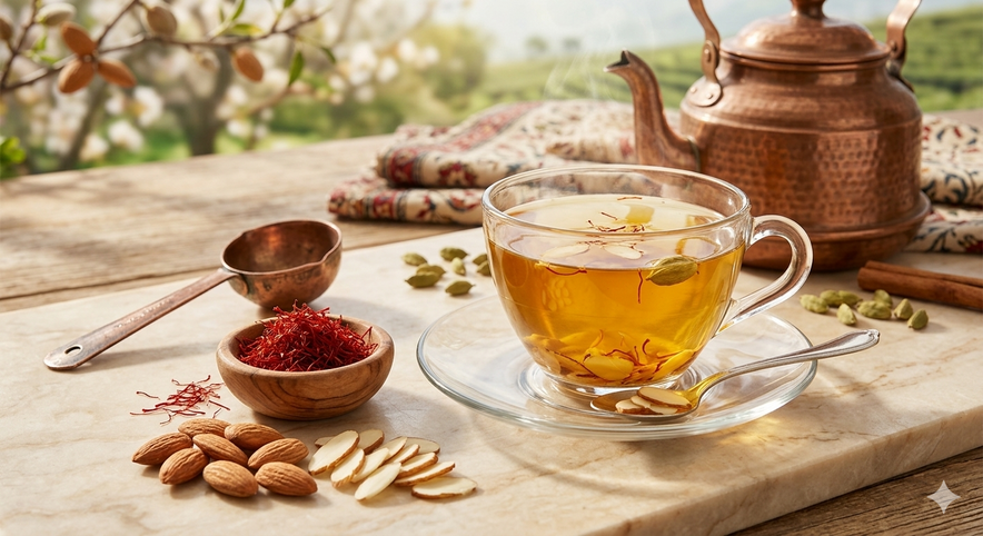 Artisanal Kashmiri Kahwa with Almonds & Golden Saffron - Kangra Tea House GhaaTEA