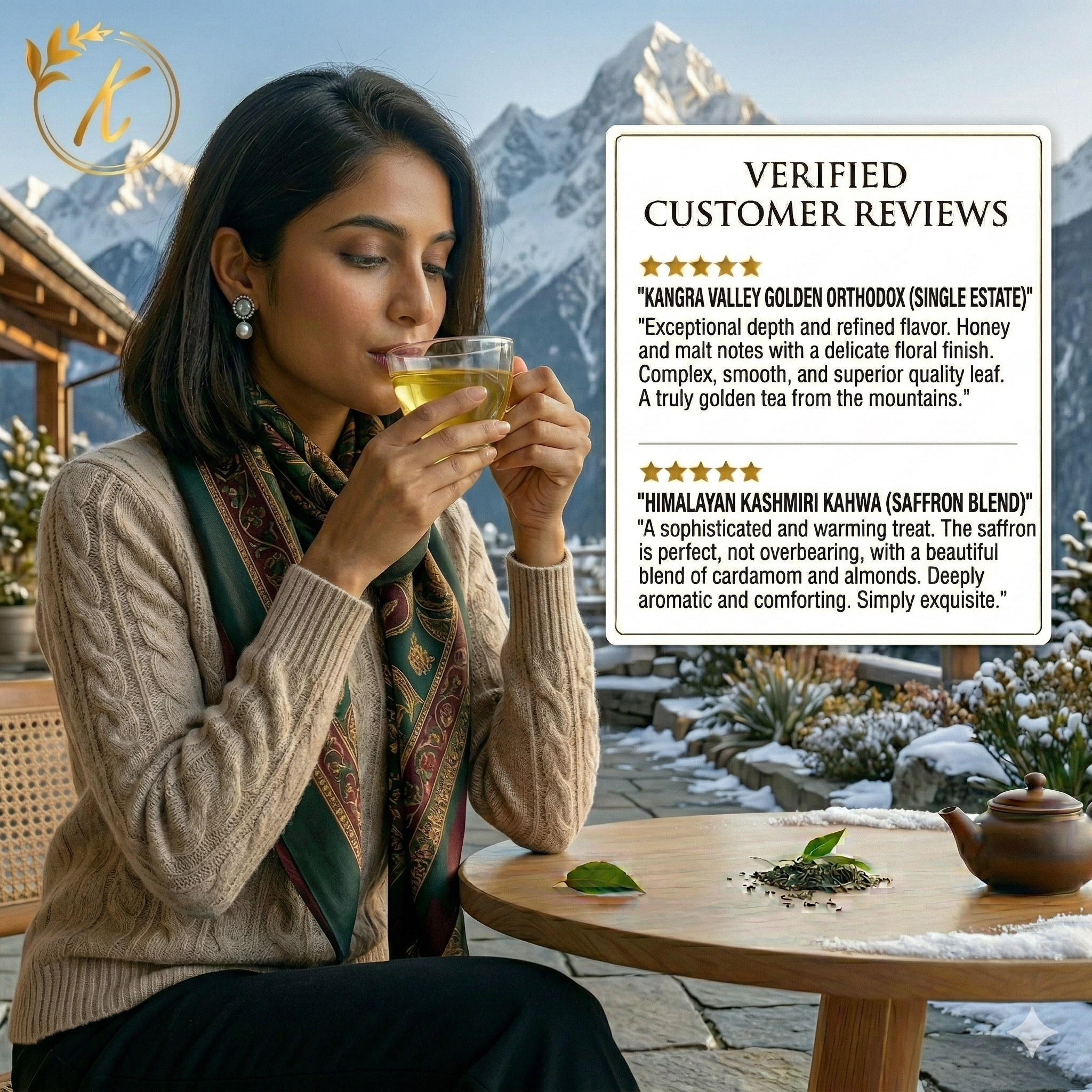 Organic Ashwagandha Tumeric Tulsi Kangra Green Tea | Good for Respiratory Infections | Stress & Anxiety Reliever