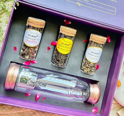 Taals premium organic tea gift box with glass infuser – Diwali gift set – Kangra Tea House
