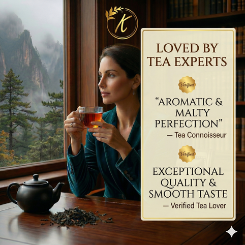 Brewed YeTEA Kangra orthodox black tea in cup – rich bold flavour - supports diabetes & Heart Health