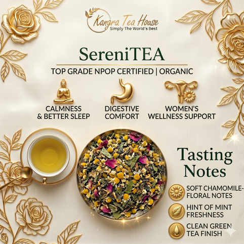 First Flush Chamomile Mint Rose Whole Leaf Green Tea - Calmness & Better Sleep | Good for Menstrual Problems | Builds Immunity