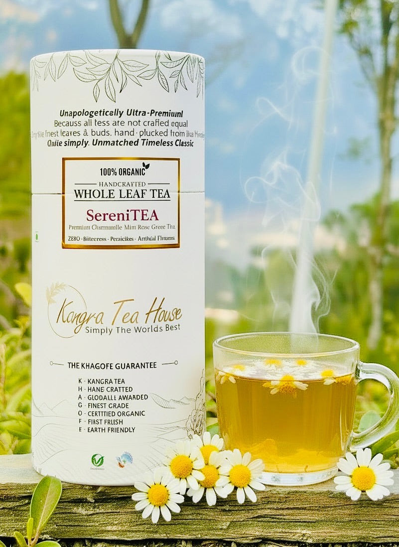 First Flush Chamomile Mint Rose Whole Leaf Green Tea - Calmness & Better Sleep | Good for Menstrual Problems | Builds Immunity