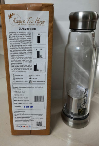 Kangra Tea House Premium Borosilicate Glass Infuser Bottle