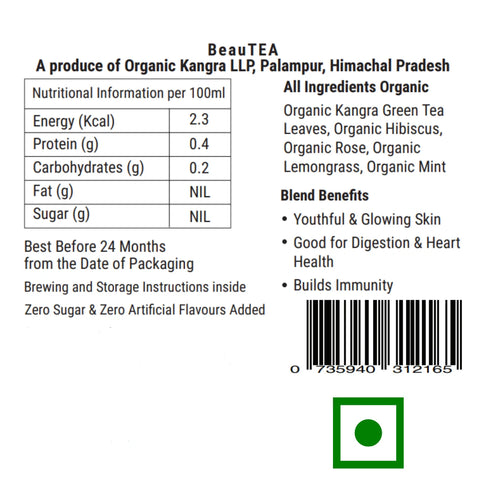 Premium Organic First Flush Hibiscus Rose Whole Leaf Green Tea - BeauTEA - Kangra Tea House