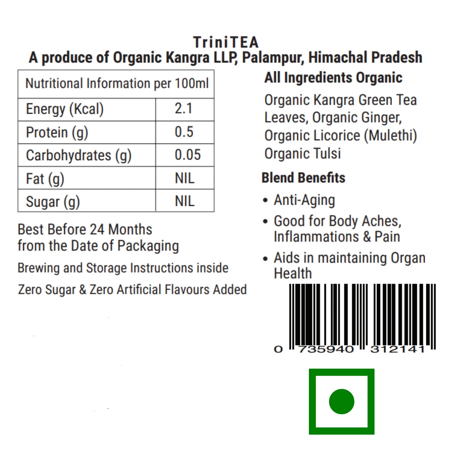 TriniTEA ginger mulethi green tea antioxidants rich - cold & flu - Kangra Tea House